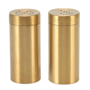 Set of 2 Gold Stainless Steel Salt and Pepper Shakers