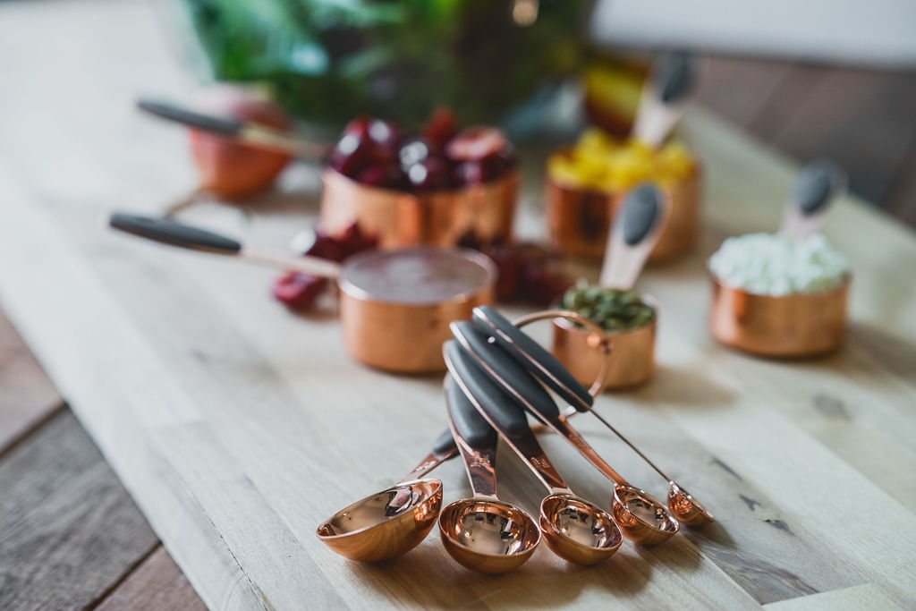 Pure Copper Hand Engraved Measuring Spoon Set