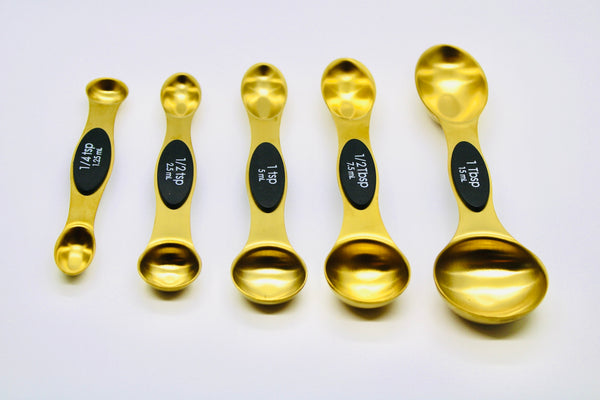 Styled Settings Gold and Black Stainless Steel Magnetic Measuring Spoons  Set 