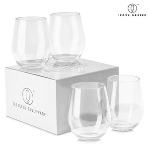 48 piece Stemless Unbreakable Crystal Clear Plastic Wine Glasses Set of 48  (10 Ounces)